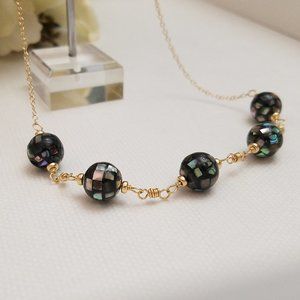 Natural Paua Shells - New Zealand Shell Choker - Dainty Hand Wrapped 14kt GF